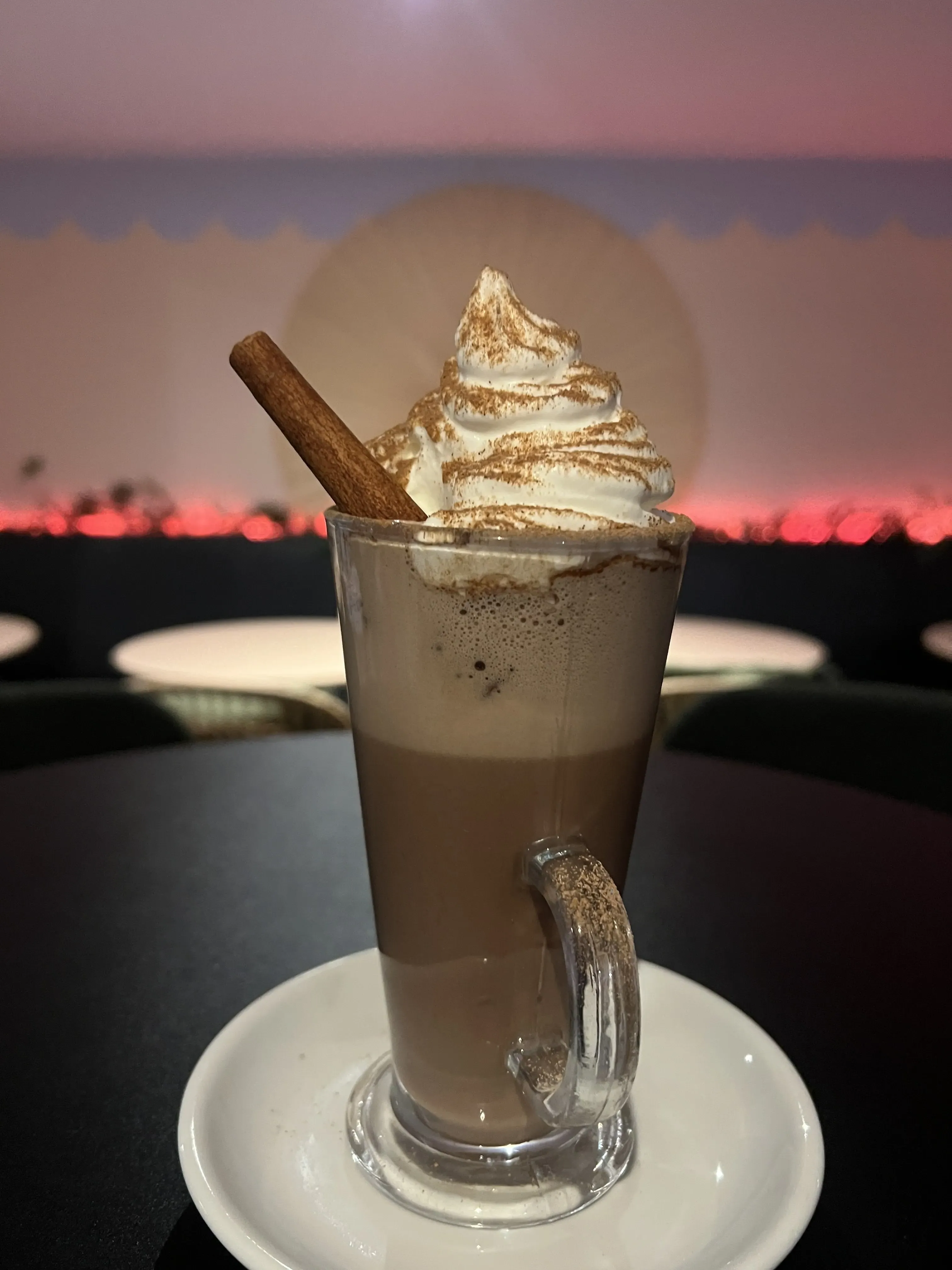 Hot chocolate with cream and cinnamon