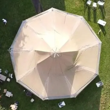 Tipi from above in the meadow