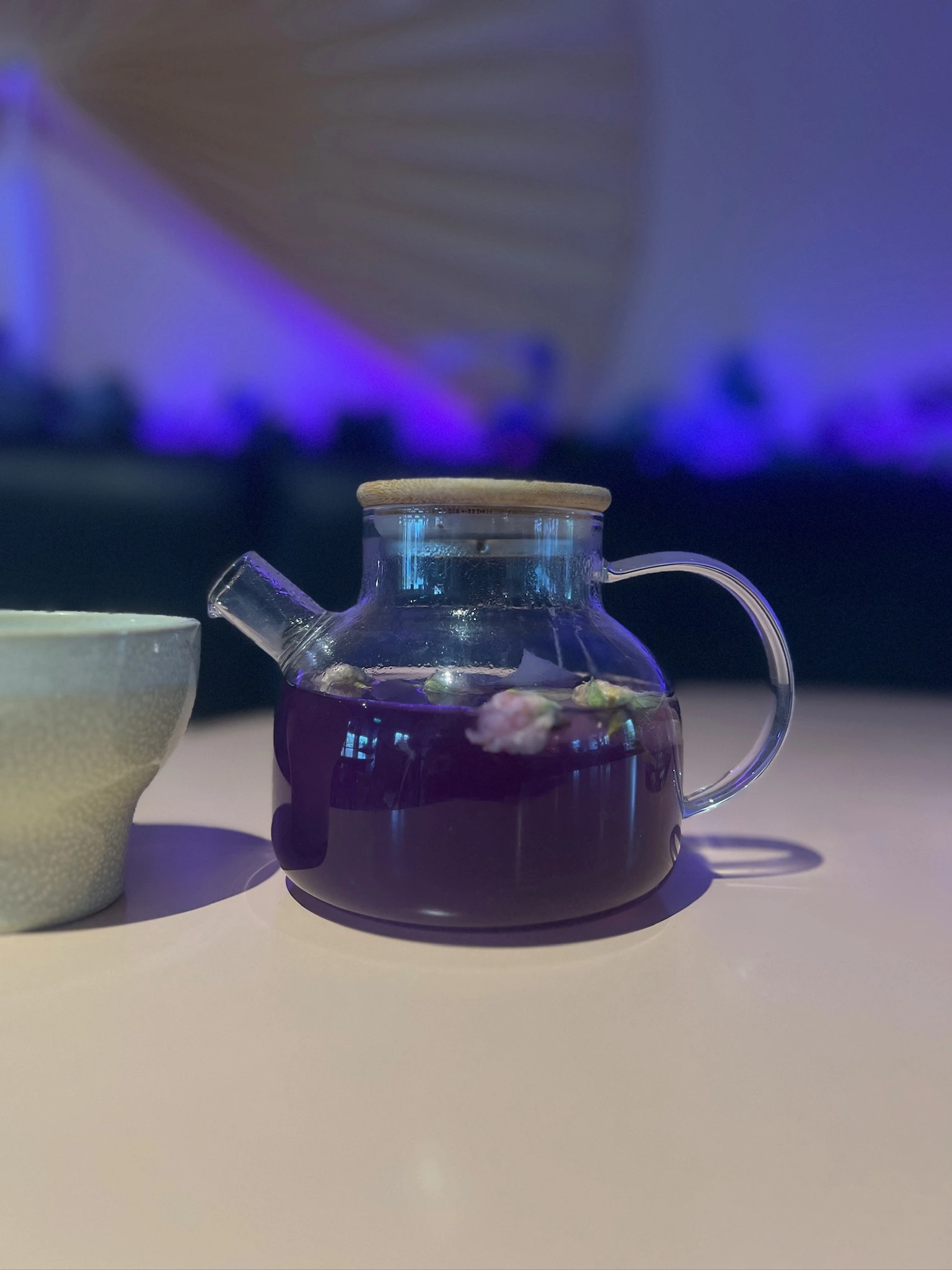 Floral tea in a glass teapot