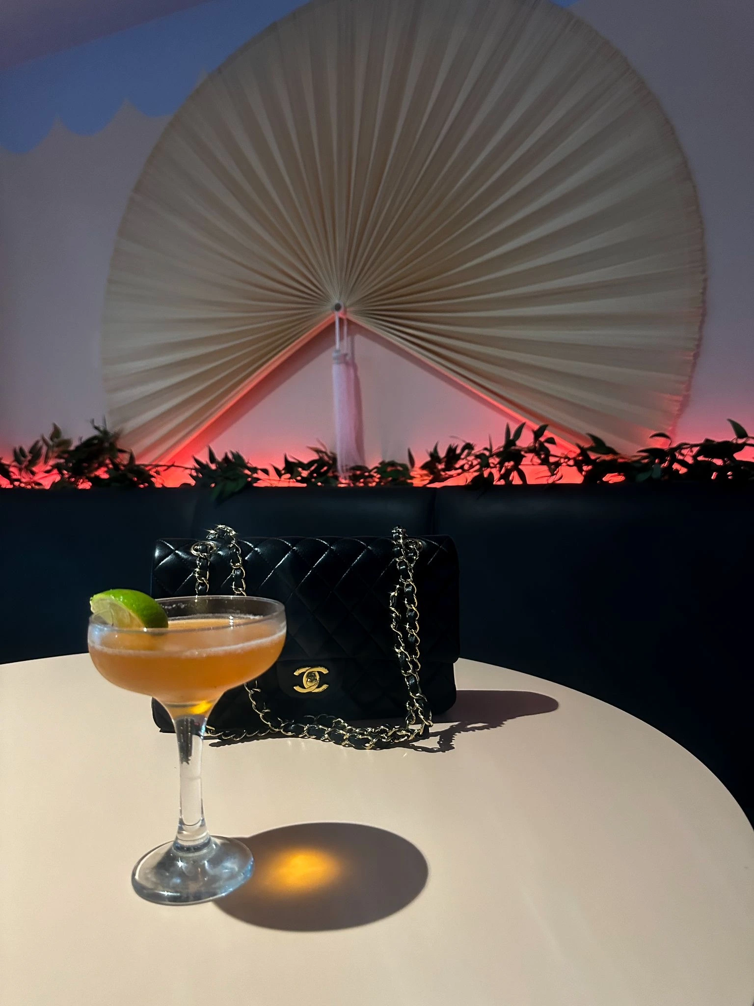 Cocktail with stylish bar interior