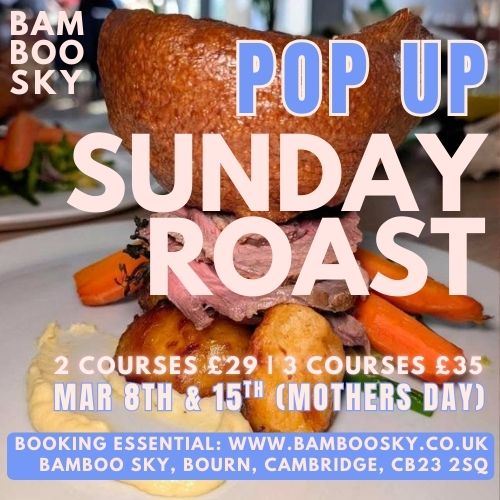 New Sunday Roast Pop Up, select Sundays 12-3pm. £29 2 Courses | £35 3 Courses.